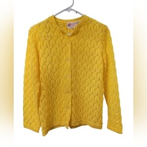 Vintage Yellow Cardigan Sweater Americana Knitting Mills of Miami
